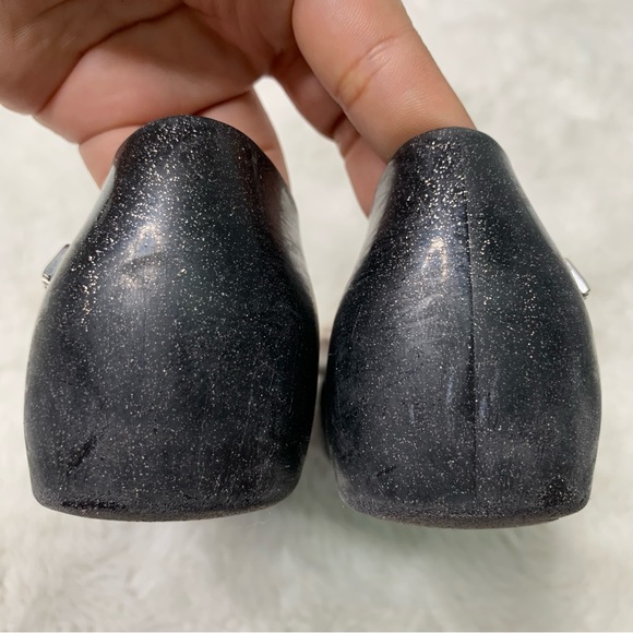 Mini Melissa Girl's Black Ultragirl Garden Floral Slip On Flat Shoes Size 8-9 - Picture 13 of 13